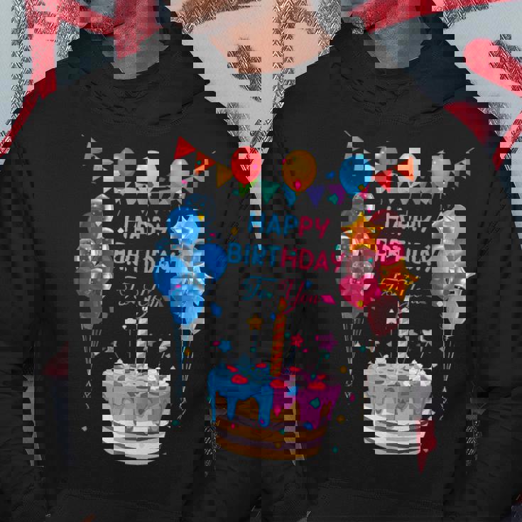 Happy Birthday To You ケーキとバルーンパーティー パーカー 面白い贈り物