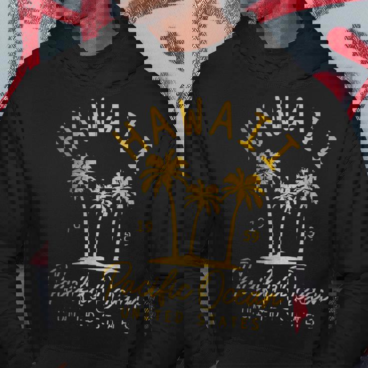 Hawaii Est 1959 ヤシの木 サーフ サーファー マウイ アロハ ハワイアン パーカー 面白い贈り物