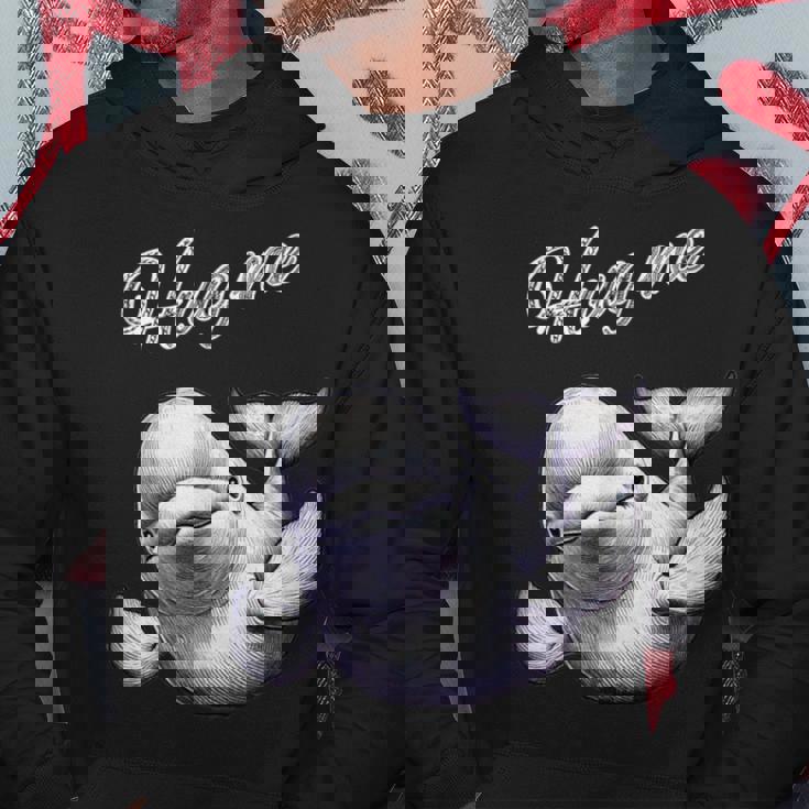 Hug Me ベルーガ アートデザイン 可愛い おしゃれ 動物 シロイルカ シロクジラ パーカー 面白い贈り物