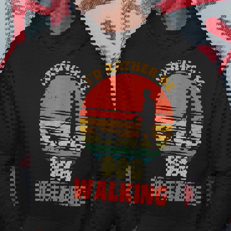 I'd Rather Be Dog Walking レトロ ラブドッグウォーカー パーカー 面白い贈り物