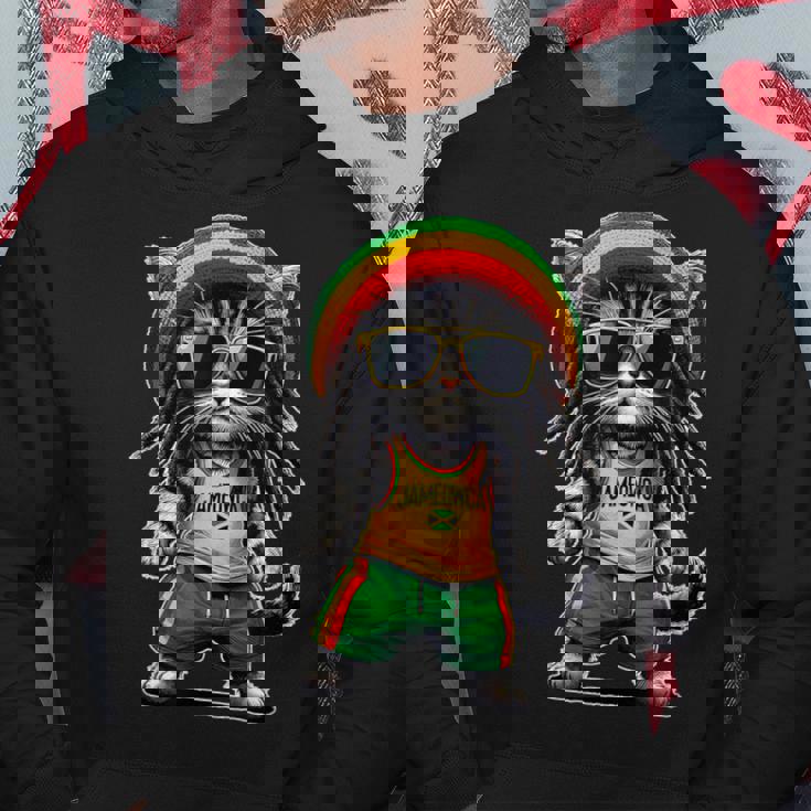 Jameowca クールで面白いジャマイカン ラスタ レゲエ キャット パーカー 面白い贈り物