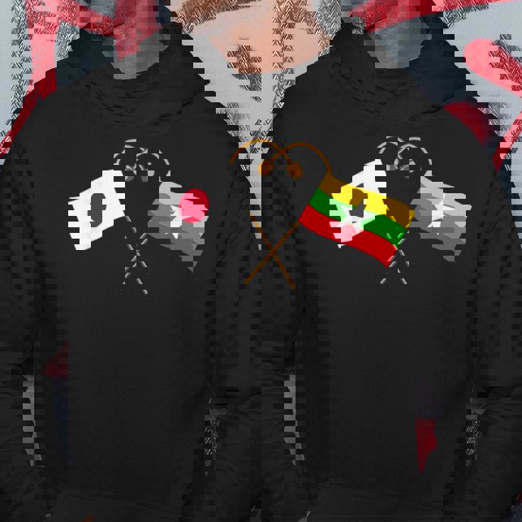 Japanese Flag Myanmar Flag ミャンマー遺産 ミャンマーのルーツ 日本の国旗 ミャンマーの国旗 パーカー 面白い贈り物