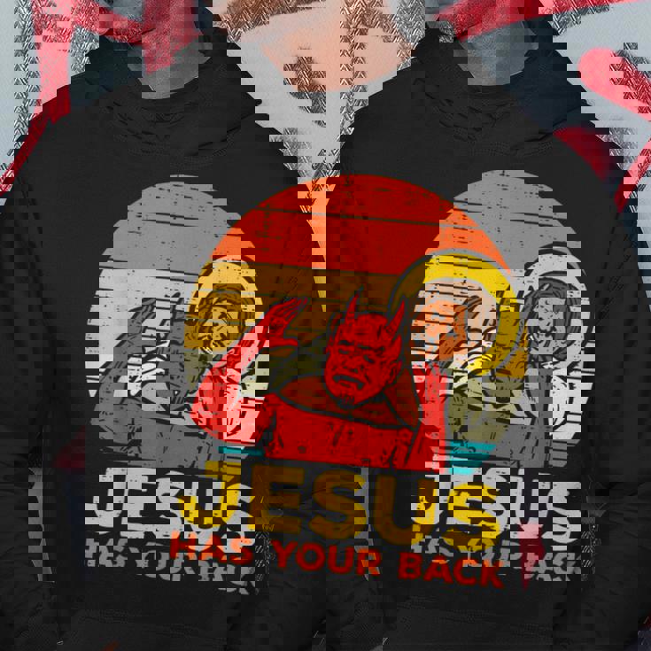 Jesus Has Your Back 柔術 レトロ クリスチャン パーカー 面白い贈り物