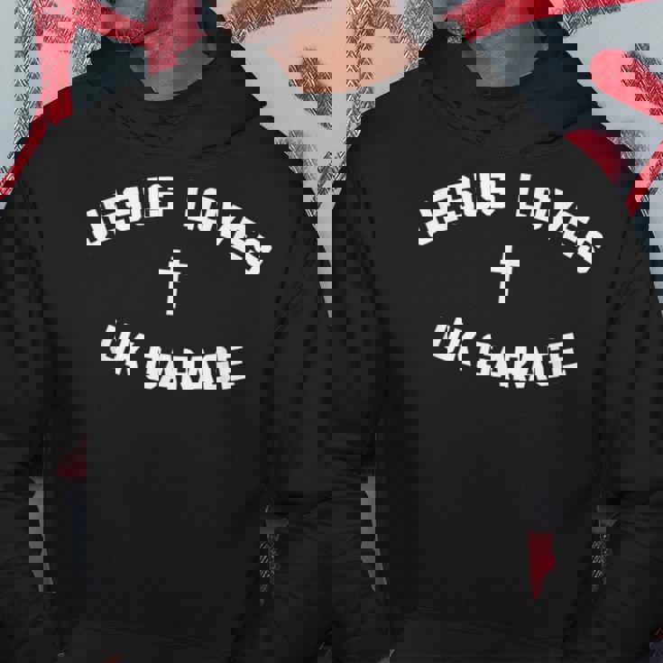 Jesus Loves Uk Garage パーカー 面白い贈り物