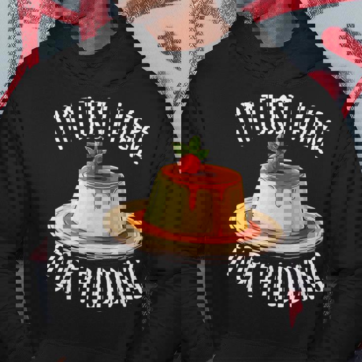 Just Here For Pudding デザイン メンズ レディース デザートプリン パーカー 面白い贈り物
