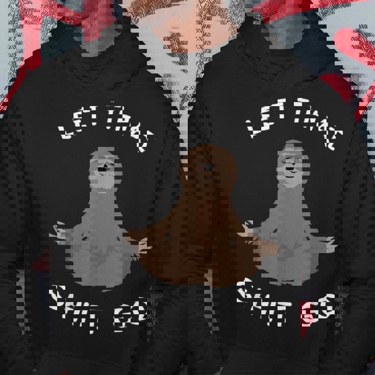 Let Thathit Go 面白い 瞑想 ナマケモノ ヨガ 陽気な パーカー 面白い贈り物