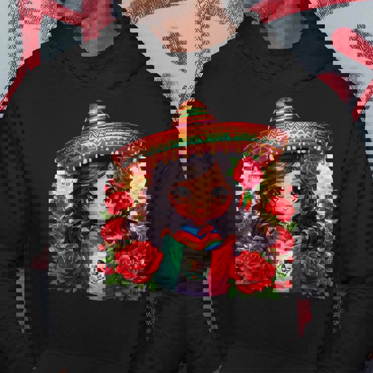Long Haired Curvy Mexican Chibi Zarape Roses Mexican Pride パーカー 面白い贈り物