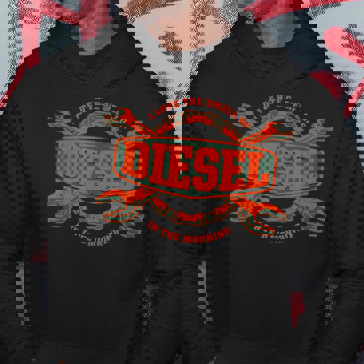 I Love Themell Of Diesel 車 メカニックオートサービスマン パーカー 面白い贈り物