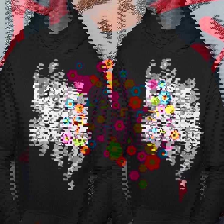 Love Peace Happiness 60年代70年代ヒッピーフラワーパワー パーカー 面白い贈り物