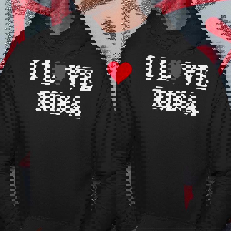 I Love Rina マッチング ガールフレンド&ボーイフレンド リナの名前 パーカー 面白い贈り物