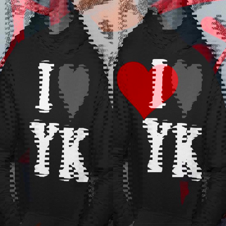 I Love Yk Initials I Heart YK First Last Name Y K パーカー 面白い贈り物