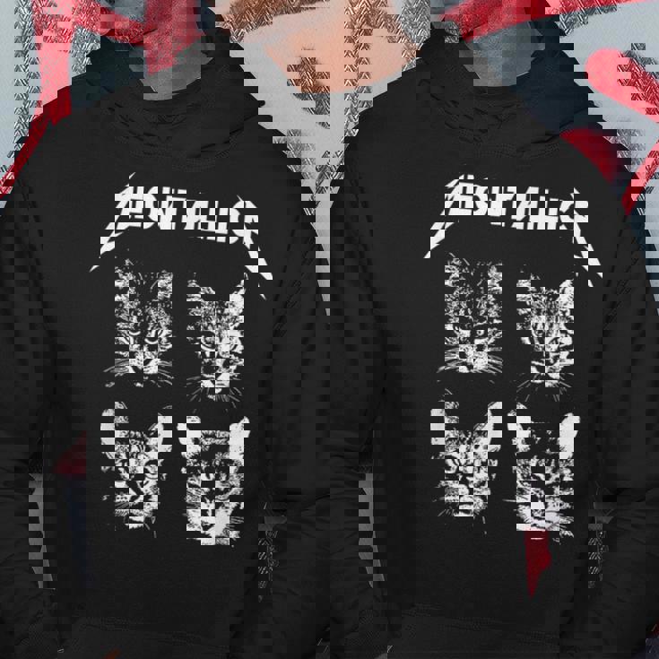 Meowtallica ブラック ホワイト 面白い パロディバンド 猫 子猫 恋人 パーカー 面白い贈り物