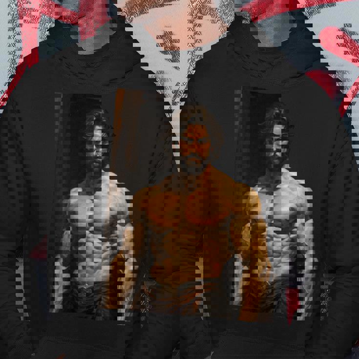 Muscle Man Bodybuilder Gay Daddy Classic Oil Paintingtyle パーカー 面白い贈り物