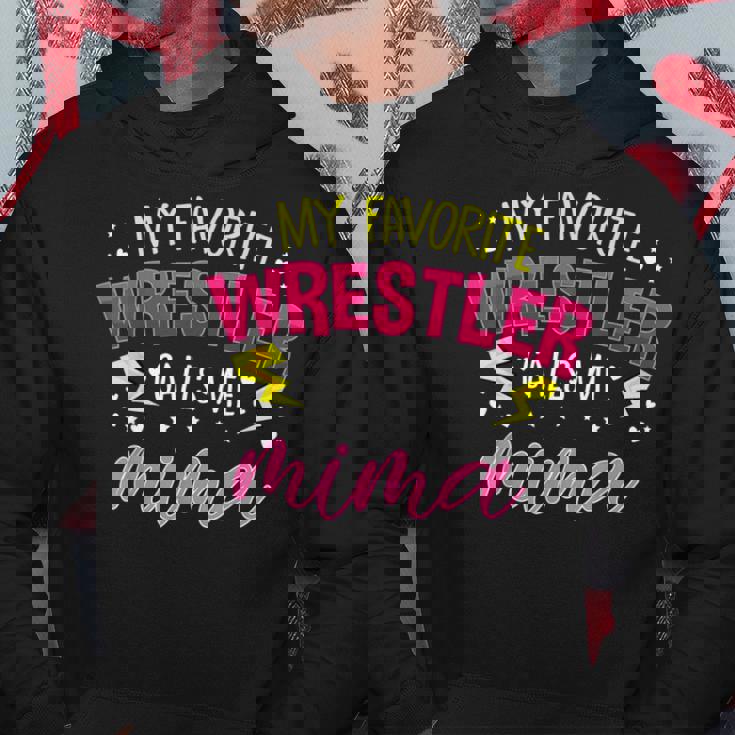 My Favorite Wrestler Calls Me Mima マッチングファミリーパーティー パーカー 面白い贈り物