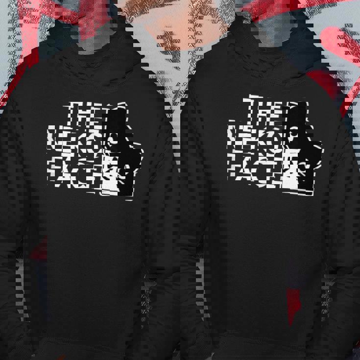 The Neko Face ザ・ネコ・フェイス《ホワイト文字》猫 ハチワレ パロディ ゆるくて かわいい 面白 イラスト パーカー 面白い贈り物