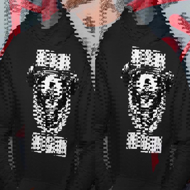 No Pain No Gain ウェイトリフティング ワークアウト ジム 引用 ジム フィットネス パーカー 面白い贈り物