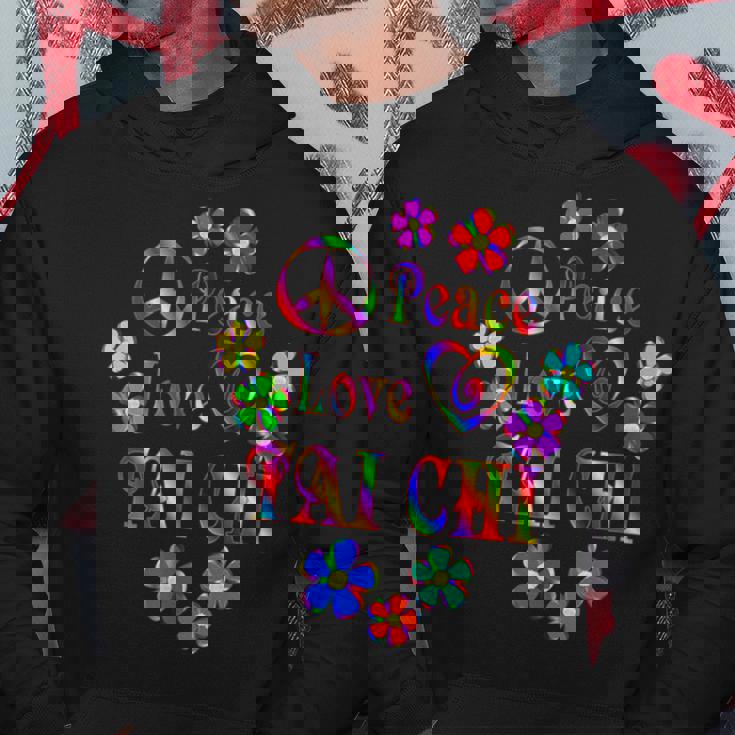 Peace Love 太極拳 ブライトカラー パーカー 面白い贈り物