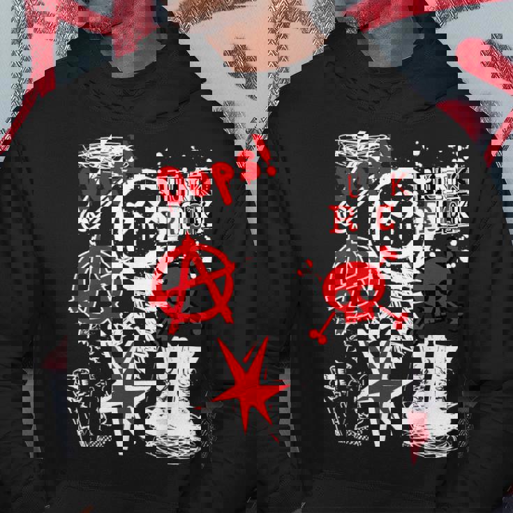 Punk's Not Dead ブラック&レッド パーカー 面白い贈り物