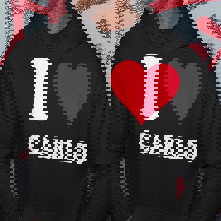 Red Heart I Love Carlo パーカー 面白い贈り物