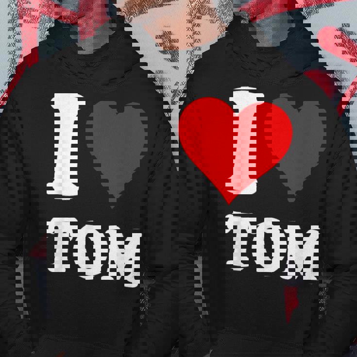 Red Heart I Love Tom パーカー 面白い贈り物