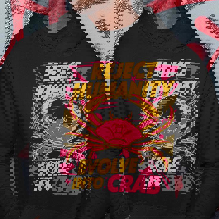 Reject Humanity Evolve To Crab ファニーカニ パーカー 面白い贈り物