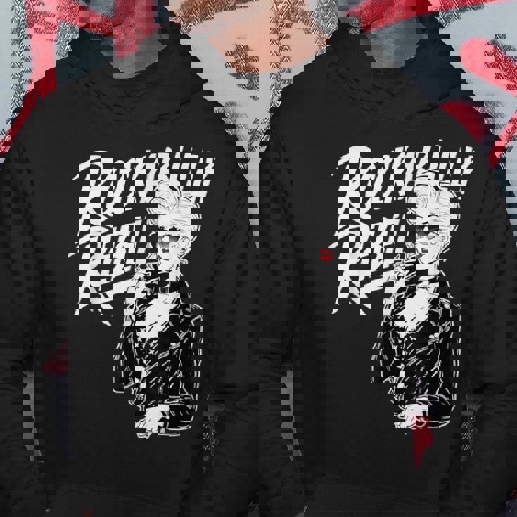 Rockabilly Rebel Blonde Pinup With Attitude Graphic パーカー 面白い贈り物