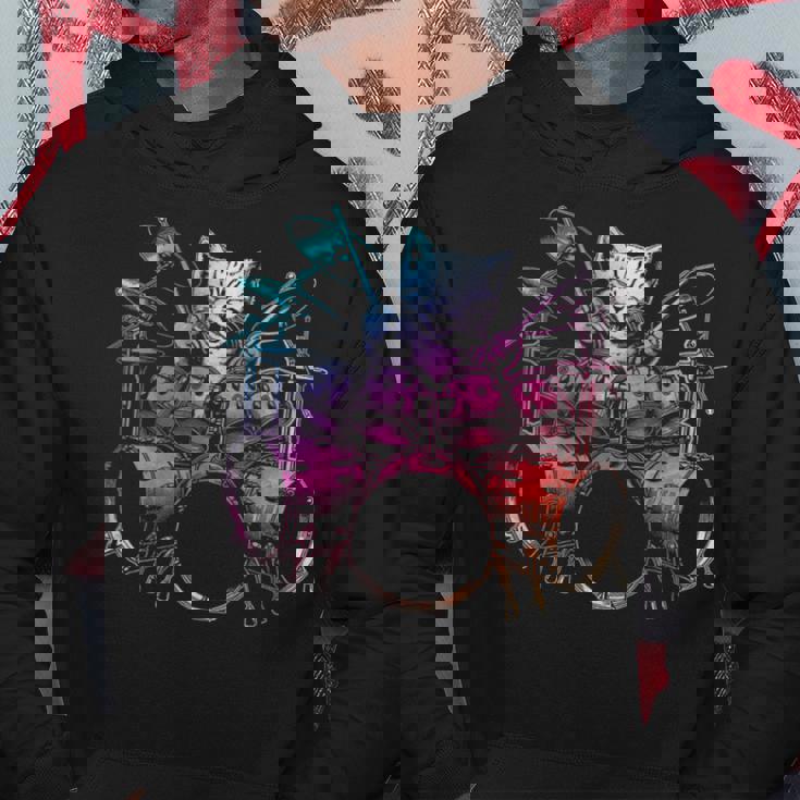 Rockstar ドラマー 猫 ドラム ミュージシャンバンド 音楽愛好家 パーカー 面白い贈り物