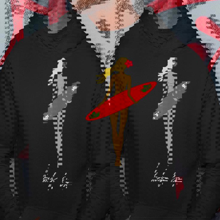 Surfs Up トロピカルブロンドサーファーガール パーカー 面白い贈り物