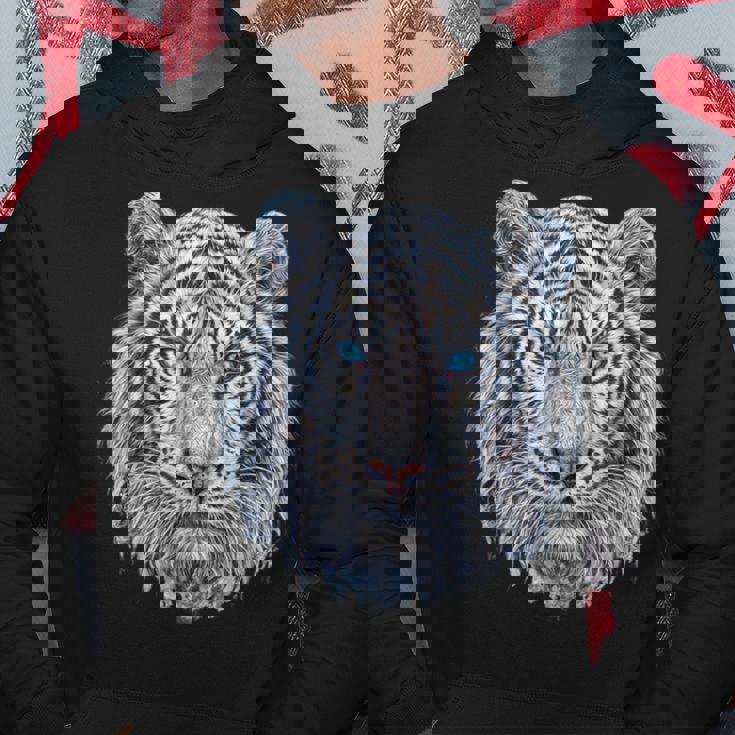 Tiger Lover 青い目の動物 ホワイトタイガー パーカー 面白い贈り物