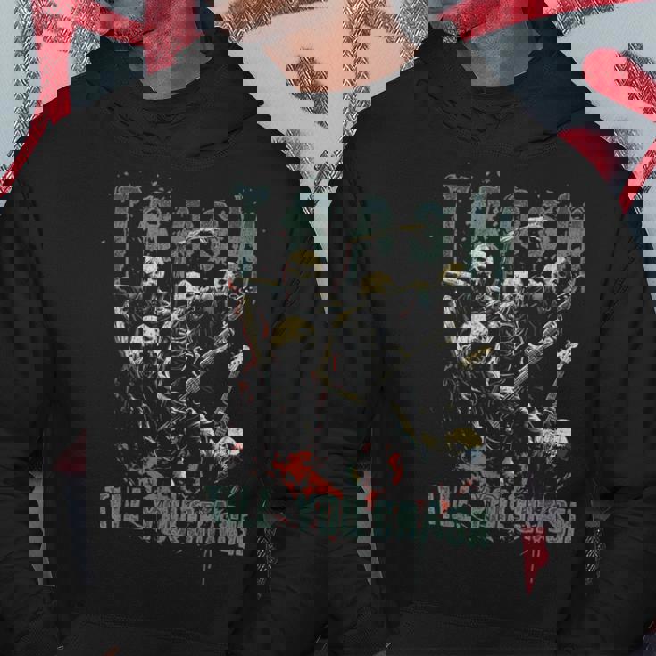 Trash Till You Crash ゾンビ メタルバンド 怖い ハロウィン ロック パーカー 面白い贈り物