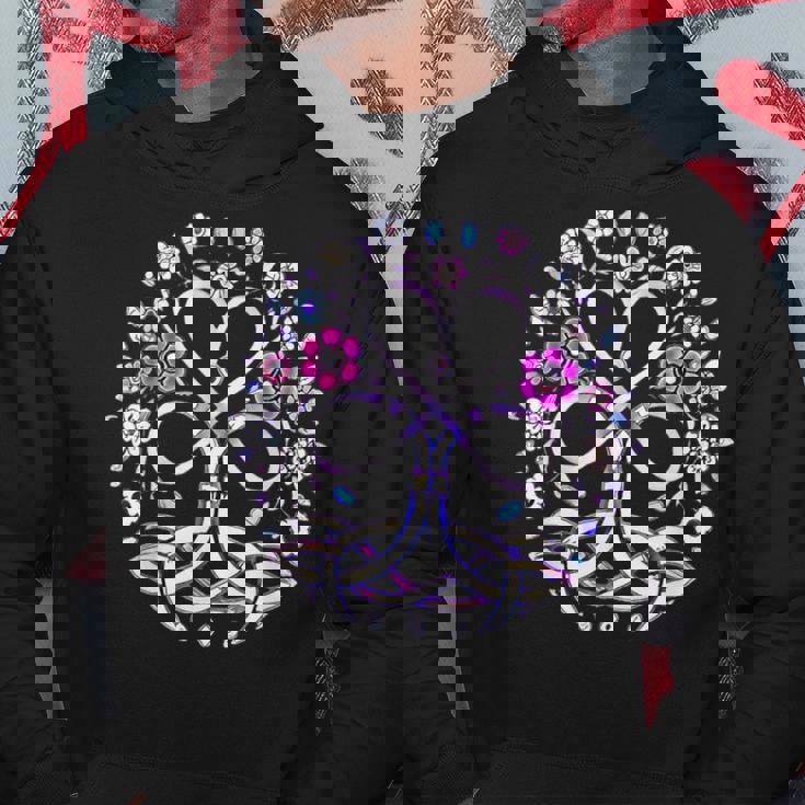 Triquetta ケルティック 保護ルーン 花とハート パーカー 面白い贈り物