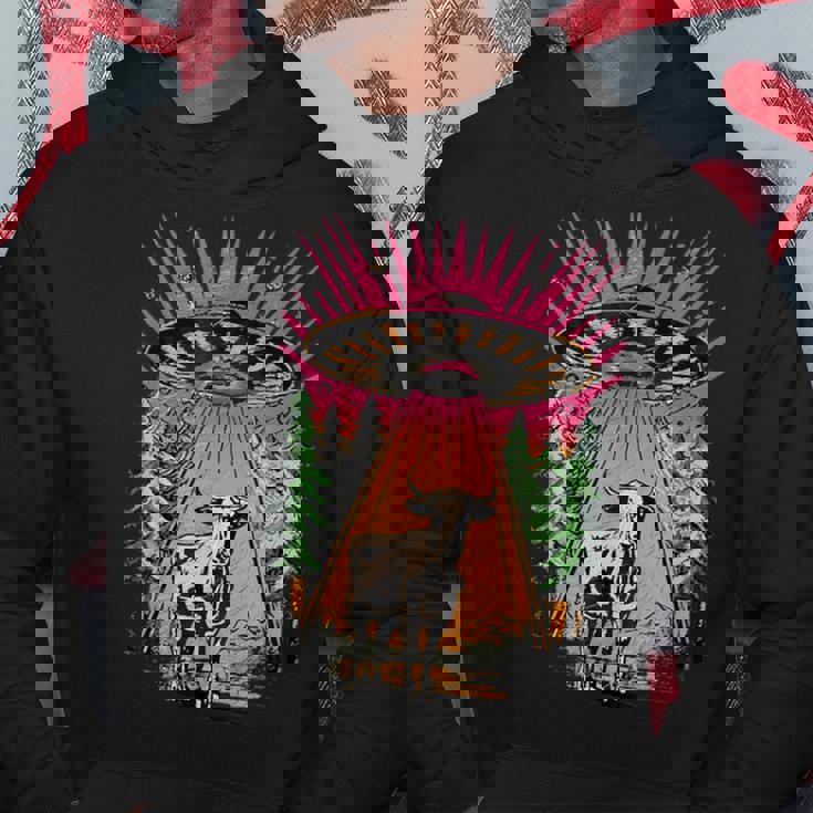 Ufo 牛 誘拐 面白い ヴィンテージ レトロ エイリアン 超常現象 パーカー 面白い贈り物