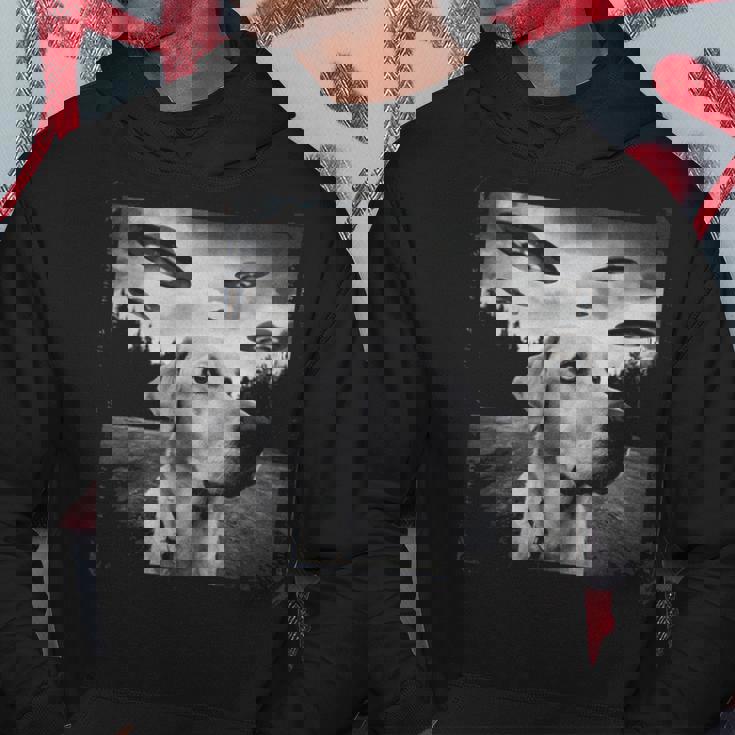 Ufo 遭遇 黄色 実験犬 自撮り 写真 エイリアンの侵略 パーカー 面白い贈り物