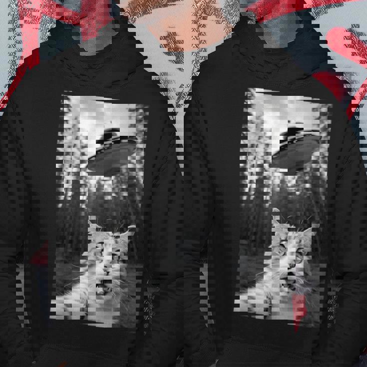 Ufoエイリアンと面白い猫の自撮り。 パーカー 面白い贈り物