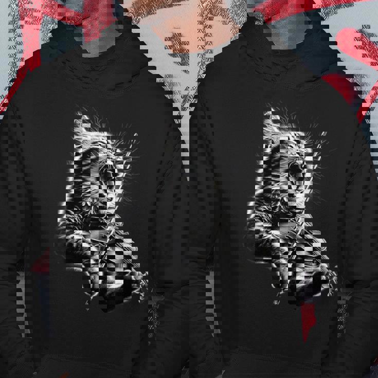 おもしろオーケストラ ミュージシャン バイオリニスト ロックキャット 演奏 バイオリン パーカー 面白い贈り物