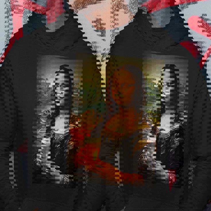 おもしろビールモナリザ絵画アートママパパ。 パーカー 面白い贈り物