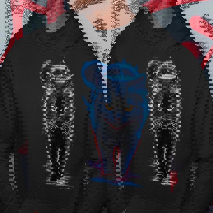 おもしろ猫 稲妻 黒猫 パーカー 面白い贈り物