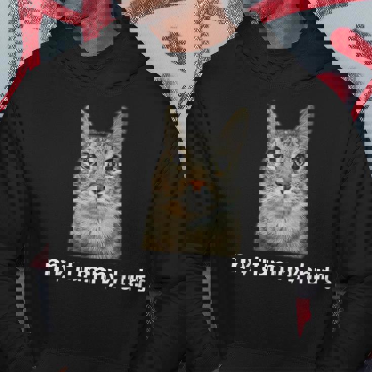 お腹が痛い面白い猫のミーム パーカー 面白い贈り物