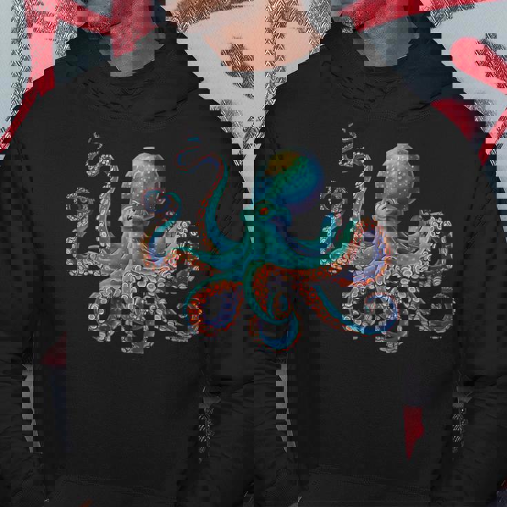 かわいい タコ カラフル ヴィンテージ ブルー イカ クラーケン スキューバ ダイビング パーカー 面白い贈り物