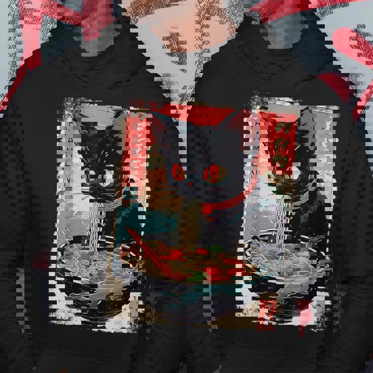 かわいい 黒猫 ラブ ラーメン カワイイ ねこ アニメ 日本語 パーカー 面白い贈り物