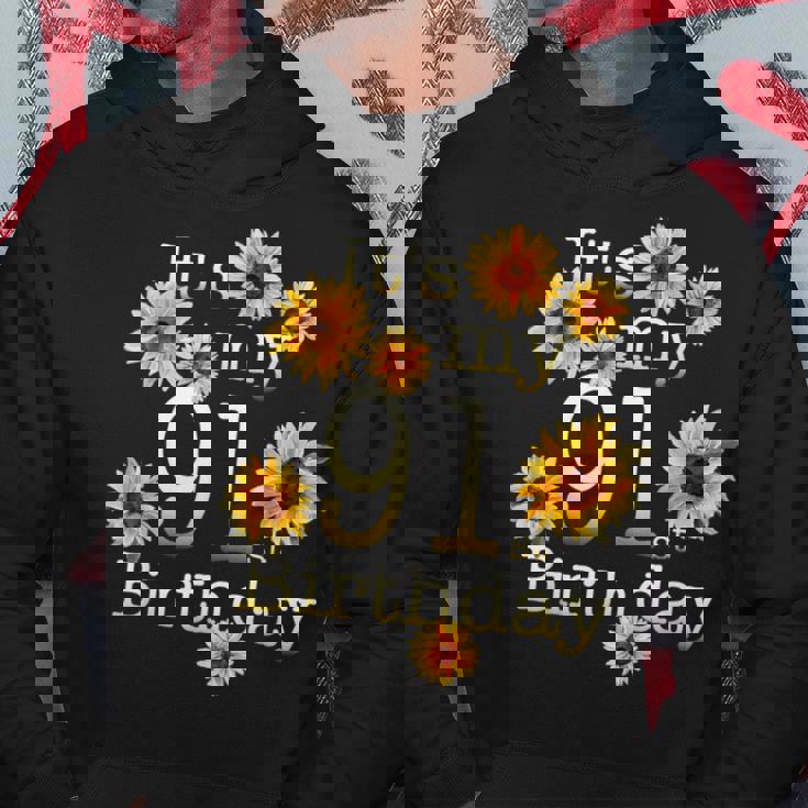 かわいいひまわり Its My 91歳の誕生日 91歳の誕生日 パーカー 面白い贈り物