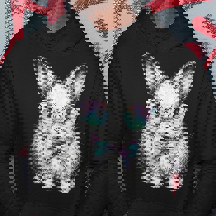 かわいいエステティックイースターボウタイバニーウサギメガネ付き パーカー 面白い贈り物