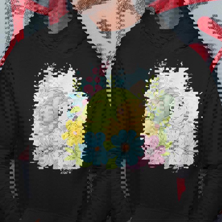 かわいいカメの花 I キッズ 亀 パーカー 面白い贈り物