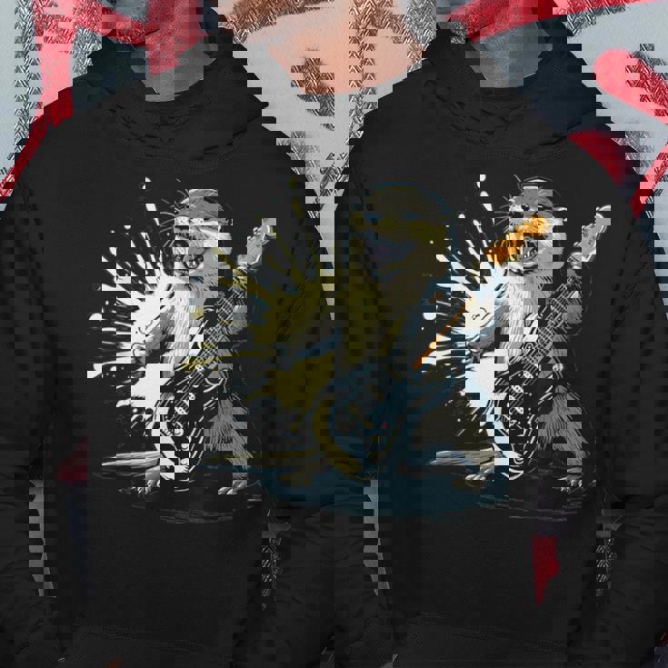 かわいいカワウソの顔のコスチューム エレキギター付き 音楽ファン向け パーカー 面白い贈り物