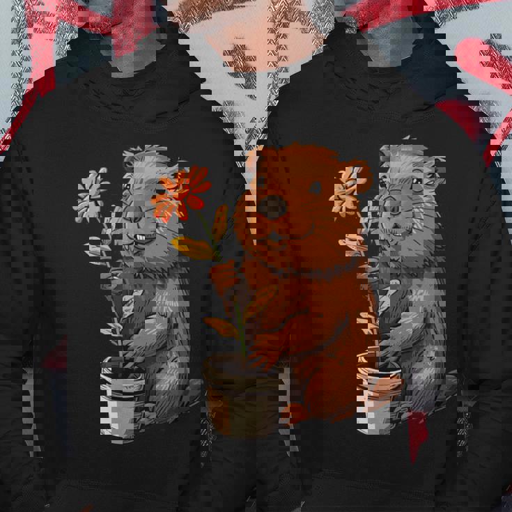 かわいいコスチューム愛好家のための鉢植えのハッピービーバー パーカー 面白い贈り物