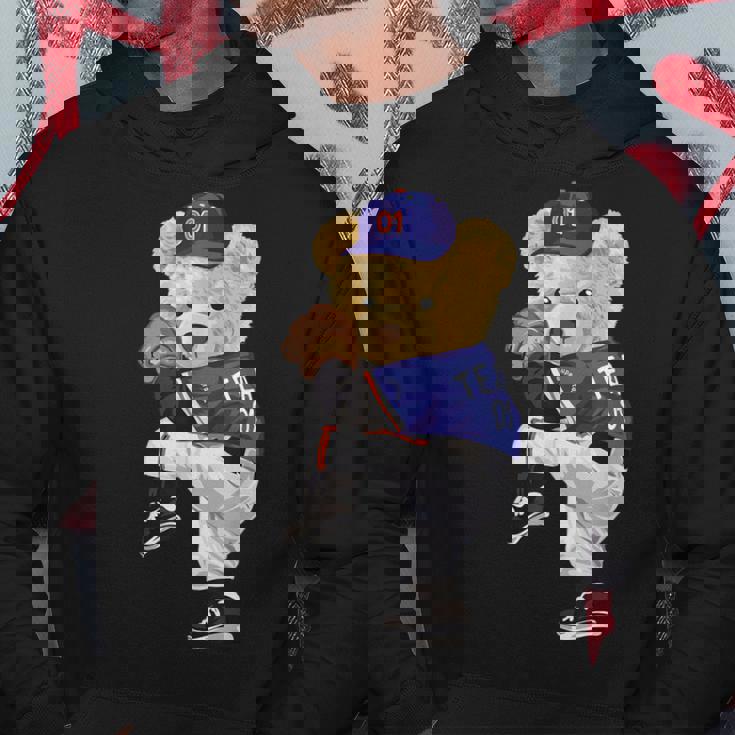 かわいいテディベア 野球ジャグ スウェットシャツ パーカー 面白い贈り物