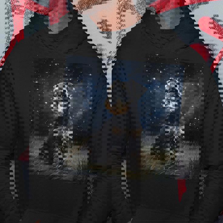 かわいいミニチュアシュナウザーの星空の犬 夜の絵画 パーカー 面白い贈り物