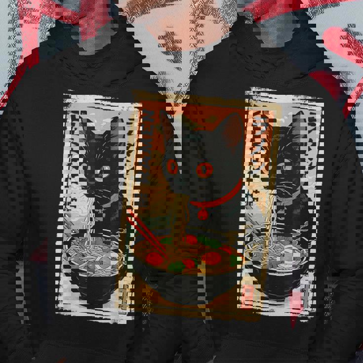 かわいい猫とラーメン麺 日本のアニメ漫画 パーカー 面白い贈り物