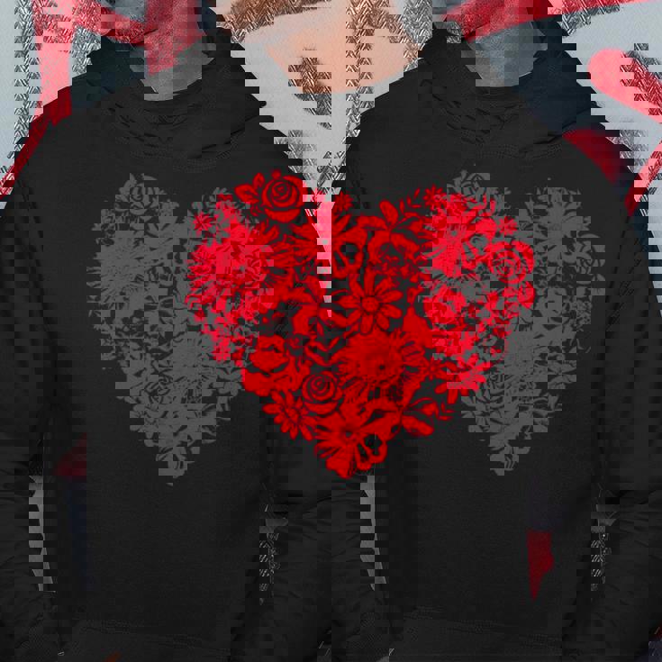 かわいい花赤いハート花のバレンタインデーの愛 パーカー 面白い贈り物