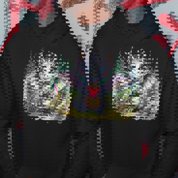 かわいい赤ちゃんドラゴンハート森林ファンタジー水彩ar パーカー 面白い贈り物